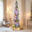 Arbre de Noël à crayon mince avec branches enneigées, lumières DEL pré-éclairées pour une fête intérieure