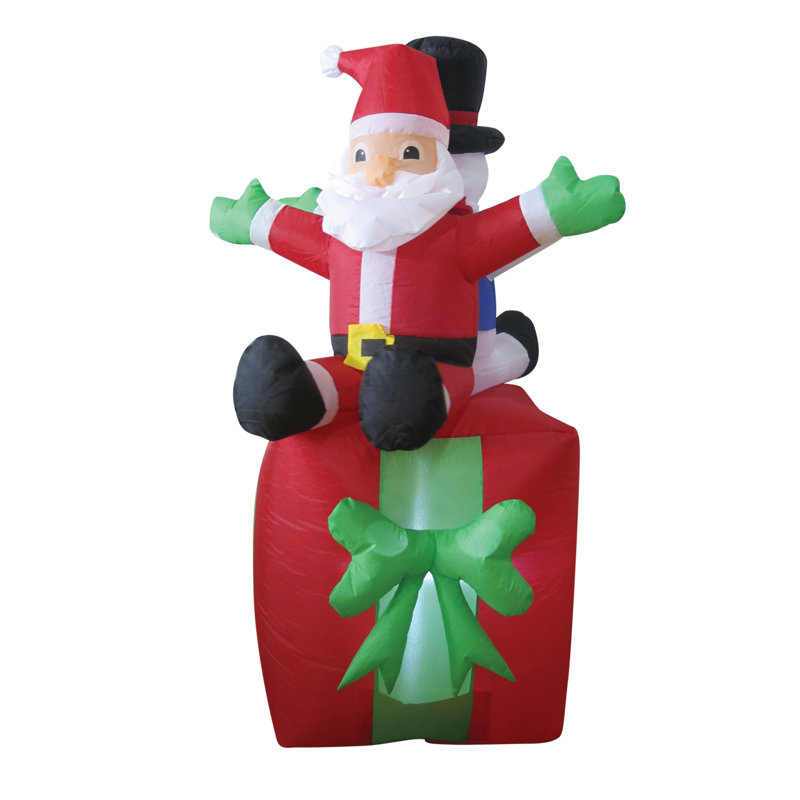 Gonflable Idona BBQ Santa, Boîte-cadeau, Père Noël et bonhomme de neige