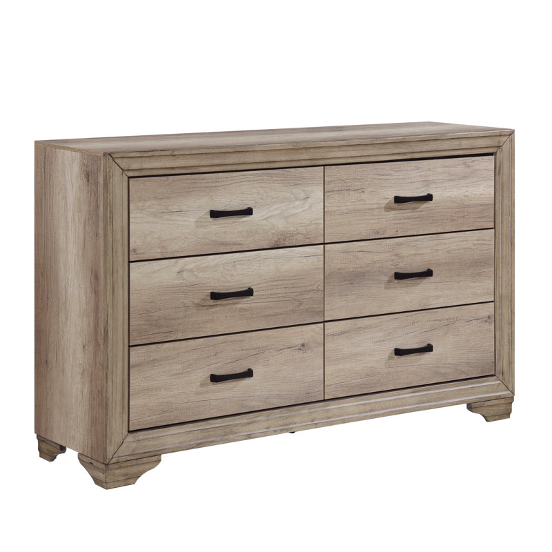 Commode 1 tiroir 6 tiroirs avec quincaillerie noire de style rustique contemporain