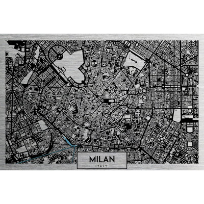 Milan Aerial Map - No Frame Print on Metal