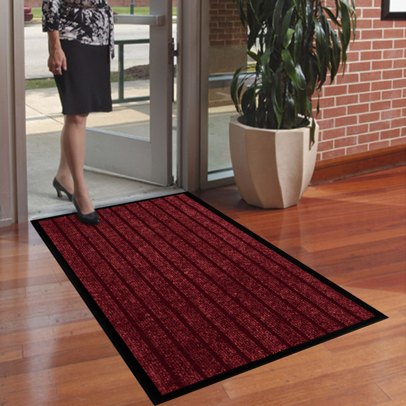 Jiyeon Heavy Duty Rubber Barrier Mat Non Slip Indoor/ Outdoor Door Mats Hallway Runner Rug Kitchen Rugs, Burgundy