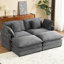Canapé modulaire moderne gris foncé avec rangement latéral et repose-pieds rembourré mobile pour la maison-1226961605