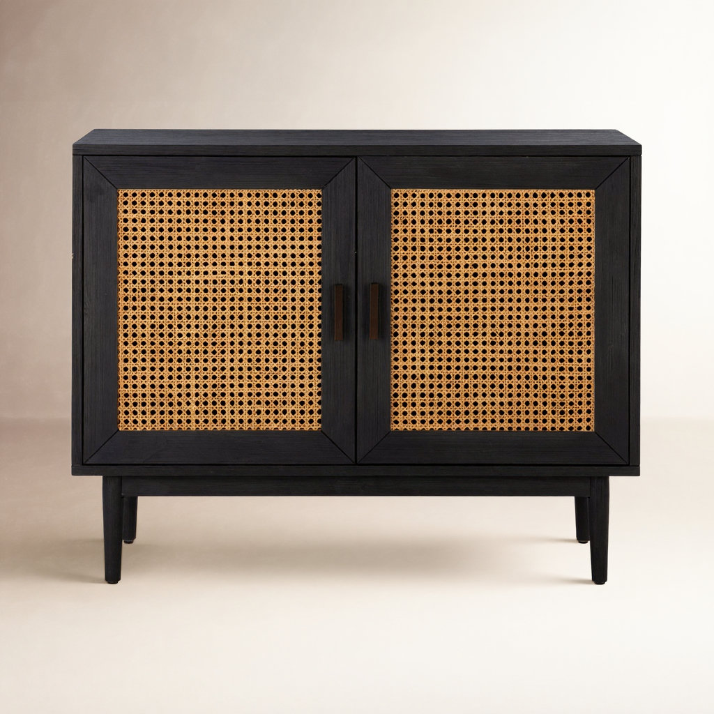 Genie Solid Wood Storage Cabinet, Black