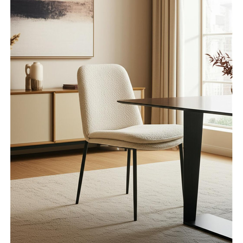 Ensemble de deux chaises d'appoint de salle à manger crème et noire Boucle, Crème