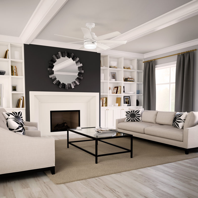 52" Brazos ENERGY STAR® 7-Blade Standard Ceiling Fan with Remote Control and LED Light Kit Included, White