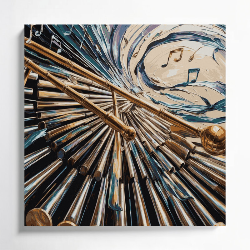 «Music Vibraphone», art mural sur toile noire, H 12 po x l 12 po