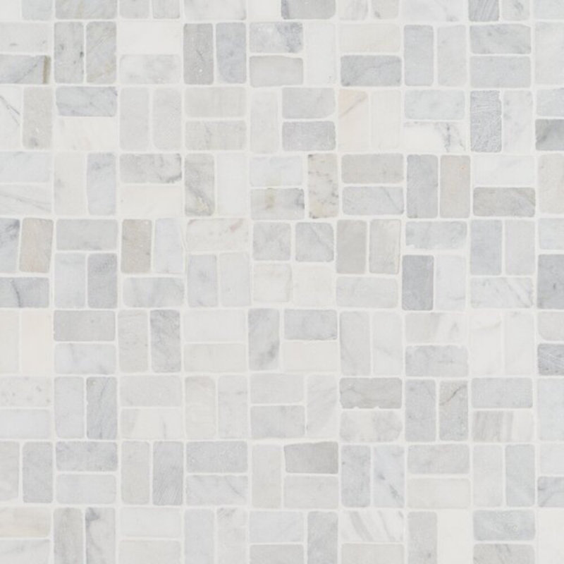 Nature Antique Lava Black Pebble Mosaic Tile, Carrara