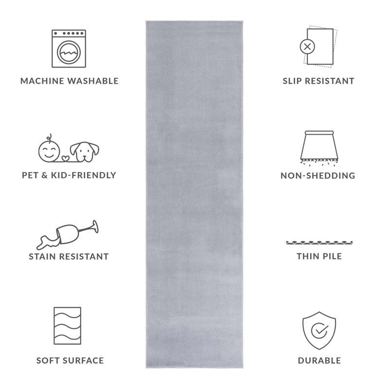 Loft 300 Performance Machine Washable Solid Color Rug, Runner 2'3" x 8'