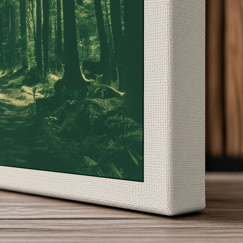 Path Through the Pines Scandinavian - Wrapped Canvas, 24x16 - 61.0 x 40.6 cm, Cream Border