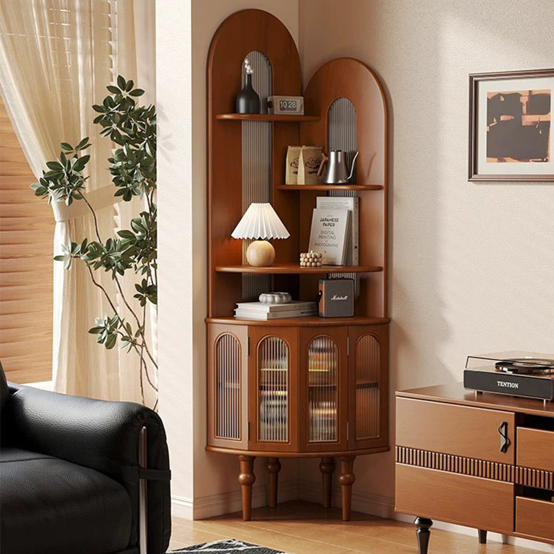 Tan Solid Wood Corner cabinet