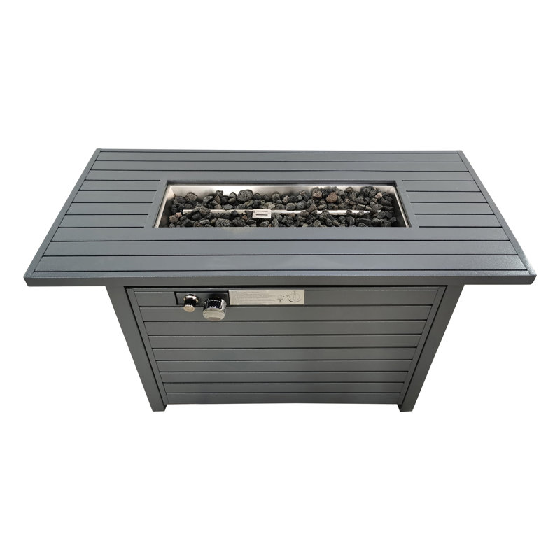  Steel Propane Fire Pit Table With Lid, 50000 , 8 Hours Burn, Push-Button Ignition, Grey, Non Residential Use Outdoor Table, 8-Hour Burning,  Stainless