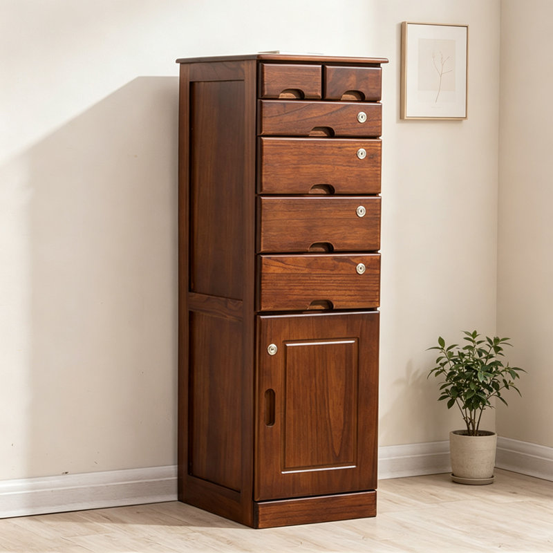 Classeur simple en bois massif brun avec serrure
