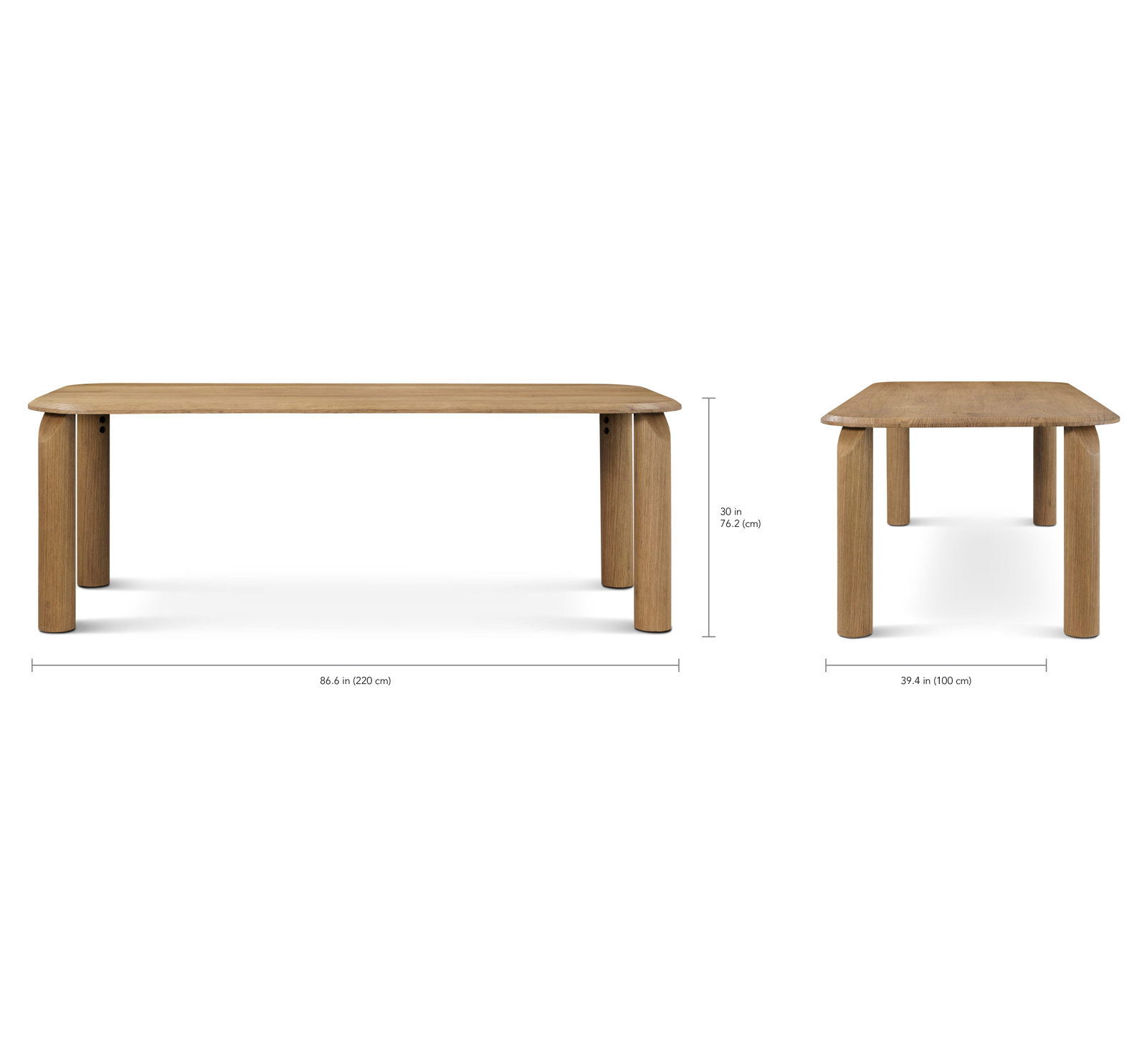 Dining Table, Natural, 30" H x 86.61" L x 39.37" W
