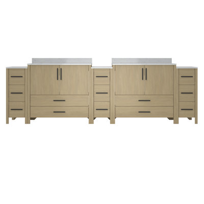 108 po Meuble-lavabo autoportant avec plateau en marbre d'ingénierie assemblé