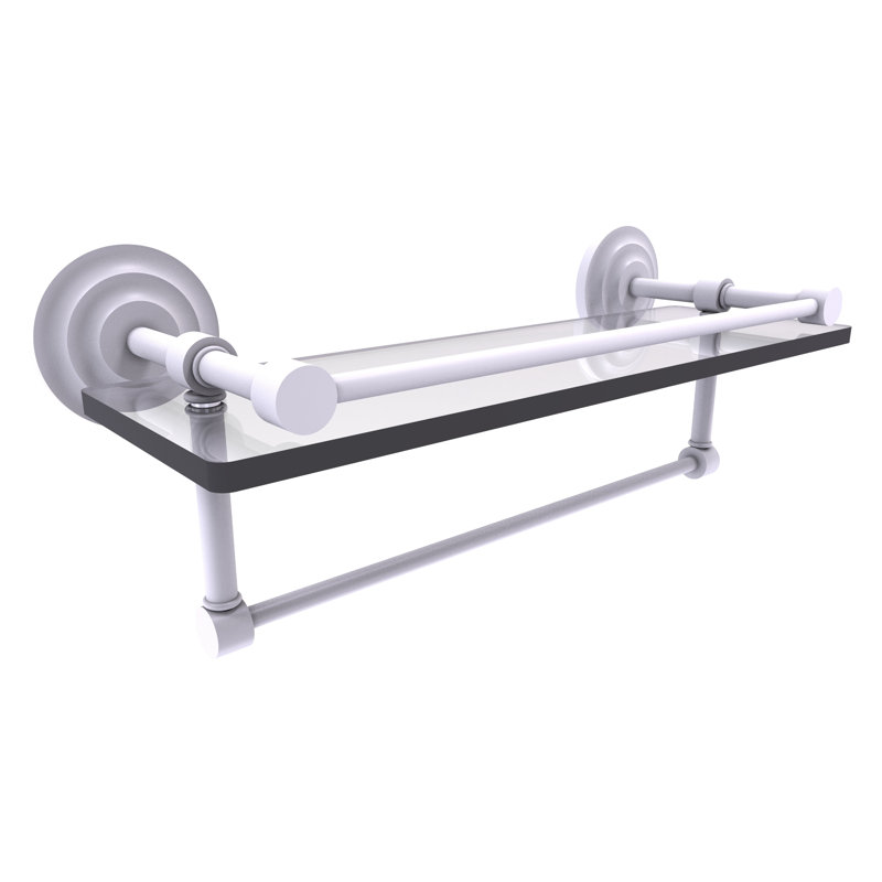 Leamore Bracket Shelf with Towel Bar, Matte White