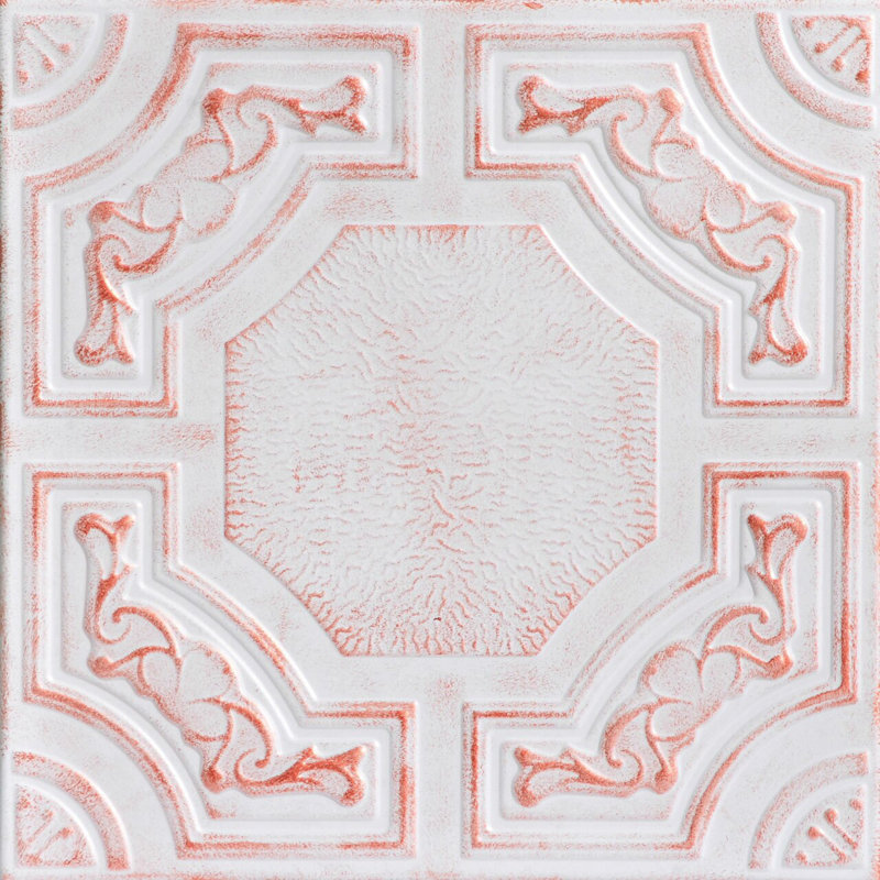 Carreau de plafond en polystyrène à collage 1,6 pi x 1,6 pi Evergreen, Cuivre blanc délavé
