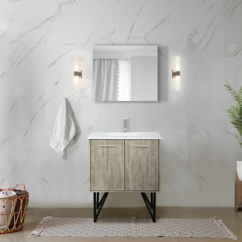 Meuble-lavabo de salle de bain 30 po X P 20 po D, plateau en marbre de culture et Miroir, 30"