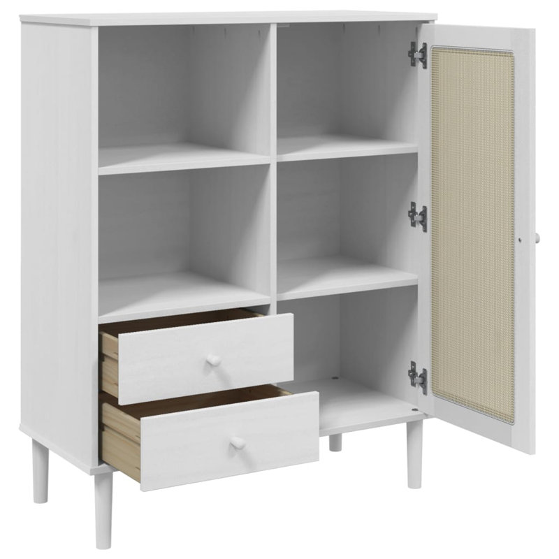 90cm Sideboard Rattan Look,  White