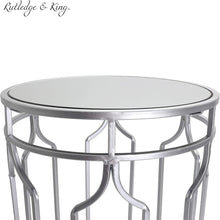 Silver Round Mirrored Glass Top Nesting End Tables Set