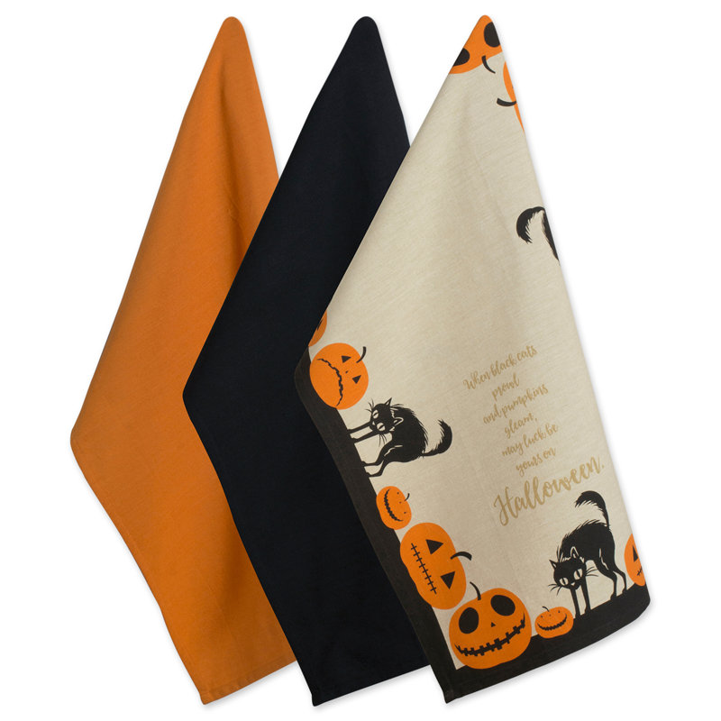 Ensemble de 3 pièces de tissu vaisselle imprimé asst jack-o'-lantern halloween