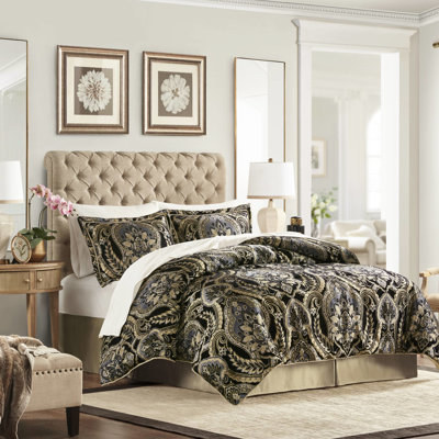 Édredon pour grand lit 4 pièces - processus amélioré 2022, conception exquise, fermetures à glissière cachées, face en chenille, revers uni, satin antique, l 92 po x L 96 po, 2 taies décoratives l 20 po x L 26 po + P 2 po, l 60 po "L + P 15", 100%: