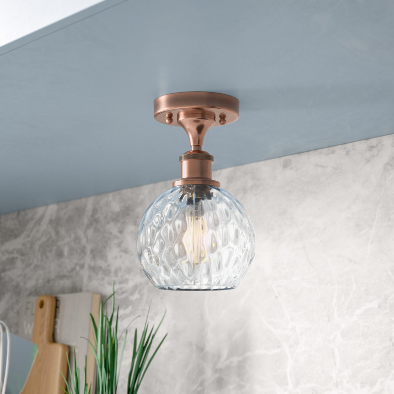 Plafonnier semi-encastré 1 lumière 8 po Cindi, DEL, H 11 po x l 6 po x P 6 po, Cuivre antique