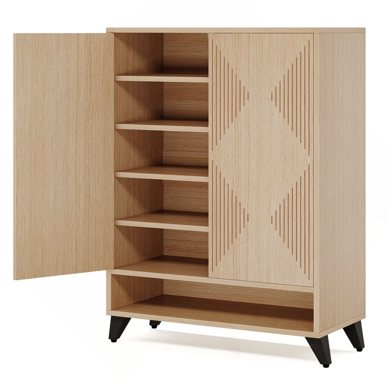 Armoire à chaussures moderne 31,49 "à 6 niveaux avec portes, unité de rangement de hall d'entrée réglable pour le salon et le vestibule