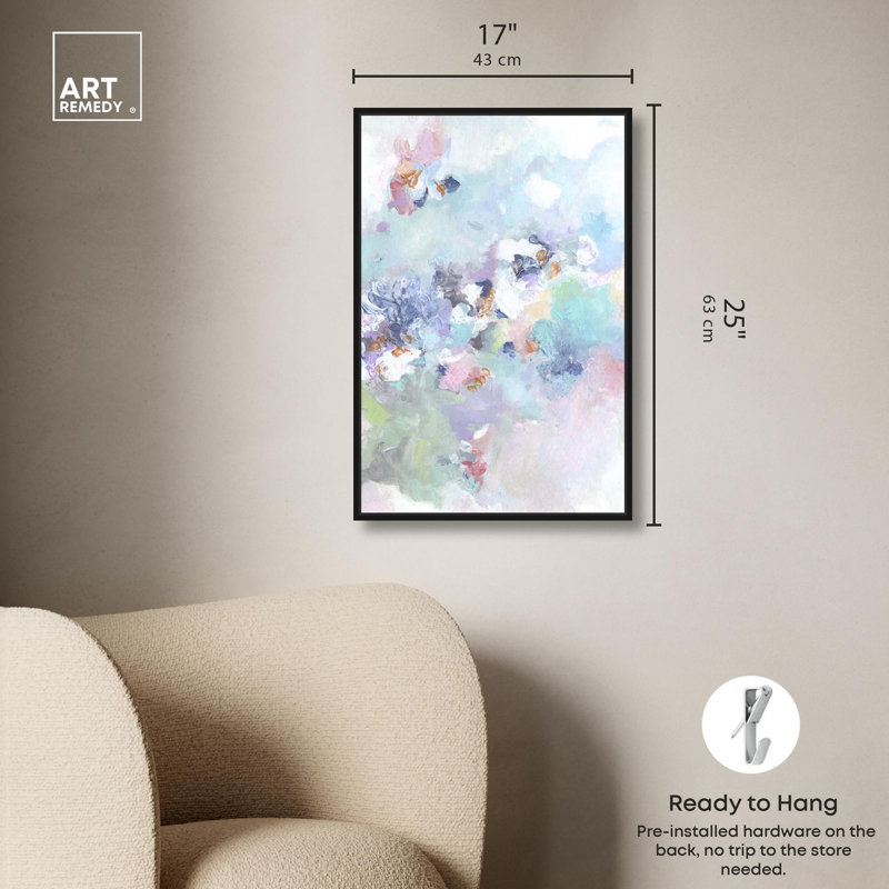 Breeze in Blush II, impression murale sur toile par Art Remedy, cadre noir, 16 x 24, H 25 po x l 17 po, Cadre noir