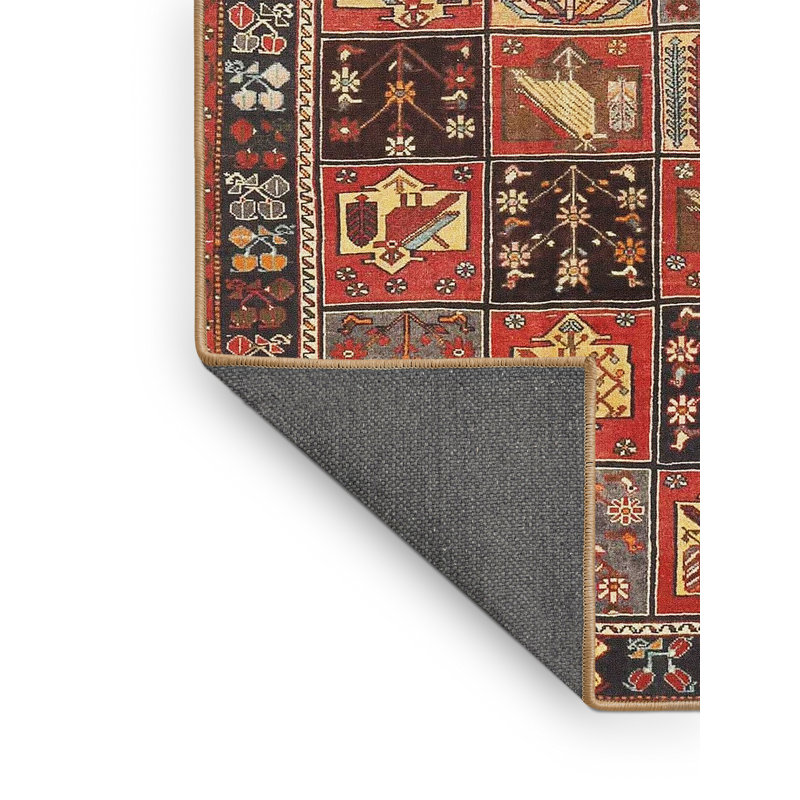Tapis traditionnel vert / rouge Plamond, Rectangle 5 pi x 7 pi