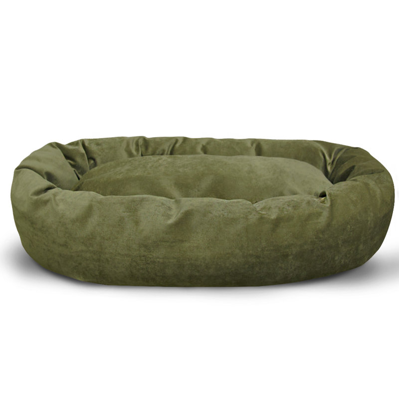 Lit pour chien avec traversin en suède, Petit (l 24 po x P 19 po x H 7 po), Oui, Fougère