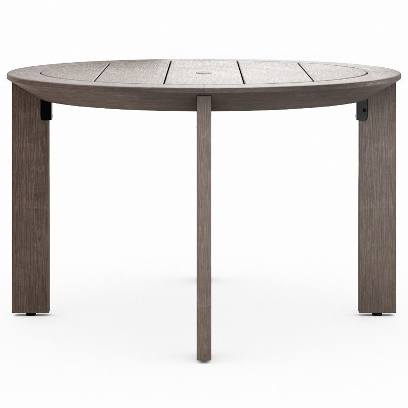 Table de salle à manger avec parasol, Blanc mat
