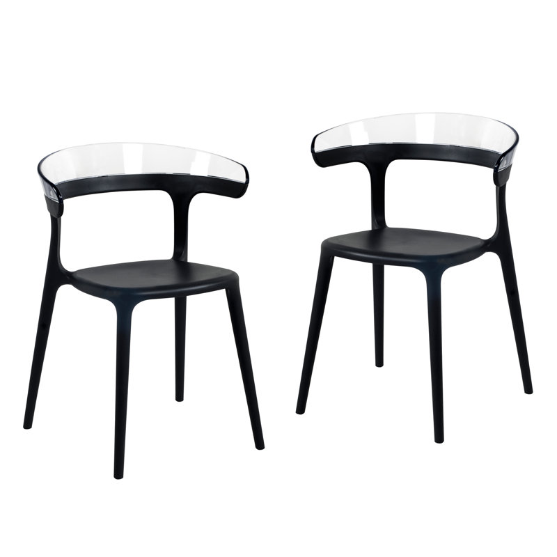 Murl Stacking Patio Dining Side Chair, Black/Clear