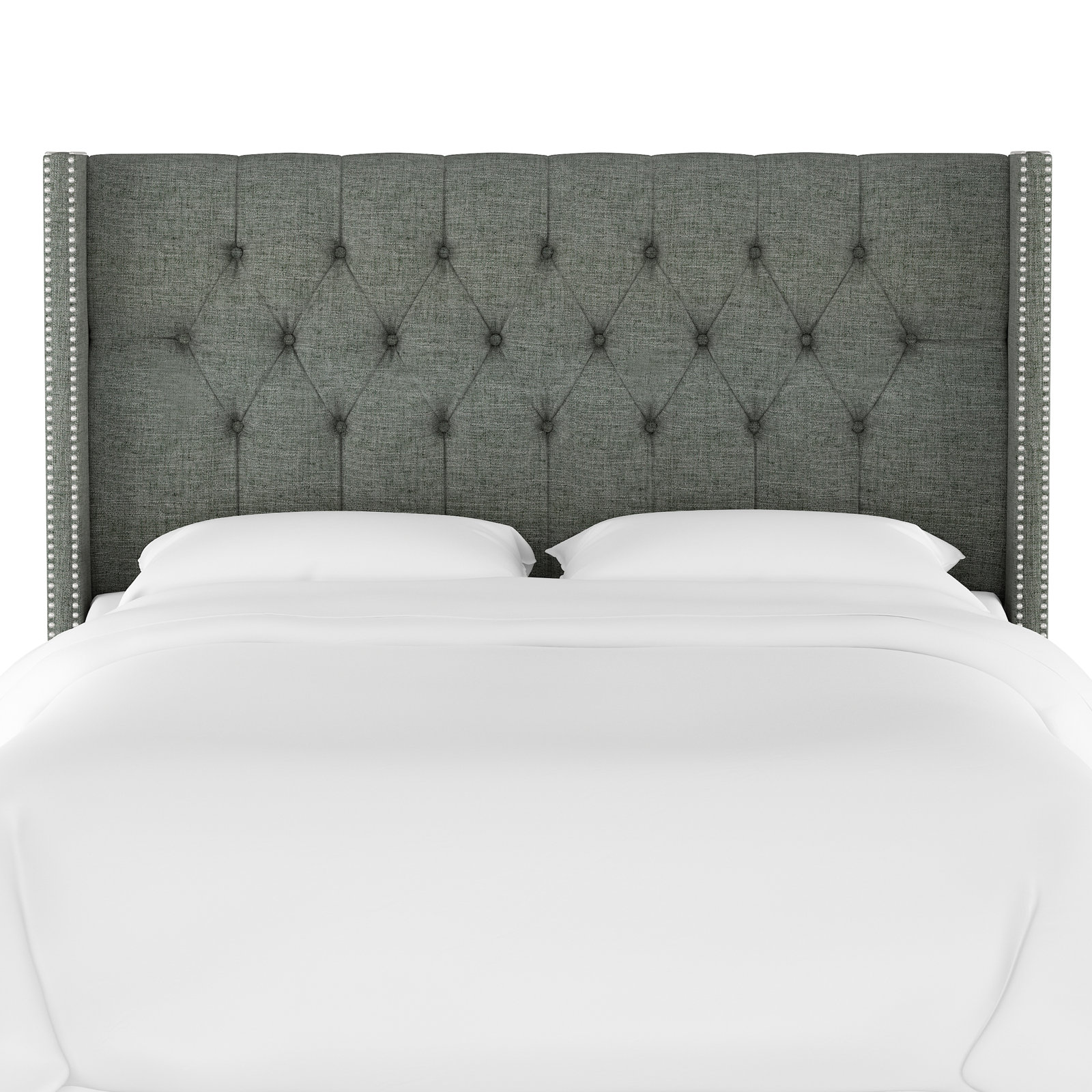 Knighten Upholstered Headboard, Twin, Zuma Charcoal Textured Linen