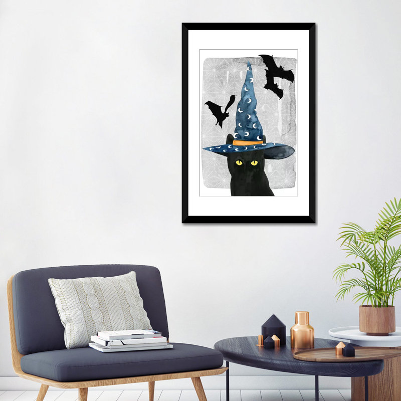 Black Cat II par Grace Popp - Giclée sur toile tendue avec châssis, H 24 po x l 16 po x P 1 po, Papier d'art encadré noir