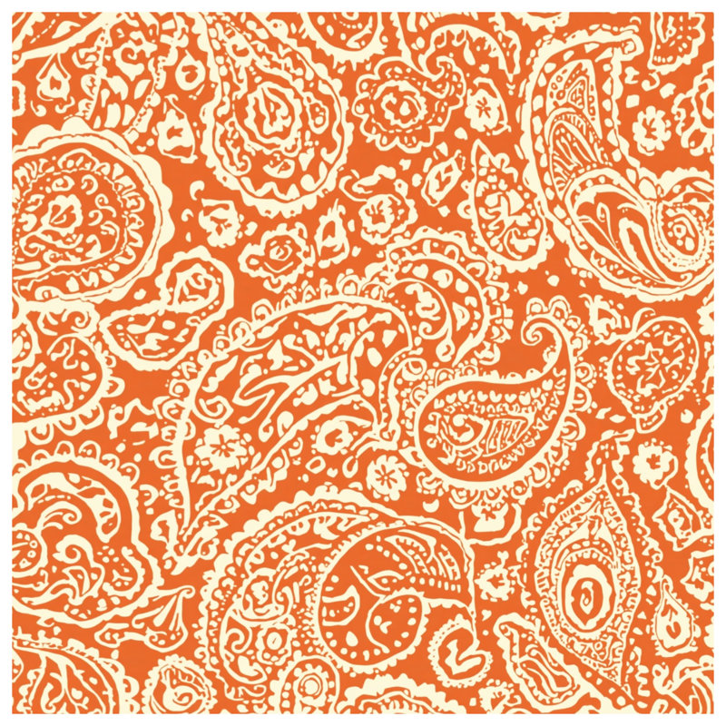 Orange Paisley Pattern Blankets, 60in W x 80in H