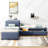 L-Shaped Upholstered Platform Bed With Trundle And Two Drawers Linked With Built-In Desk