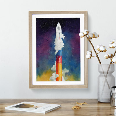 Exhilarating Spaceship Rocket 1 Piece Single Picture Frame Wall Art