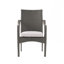 Chaise d'extérieur empilable en rotin PE avec structure en fer et coussin imperméable, gris et argent
