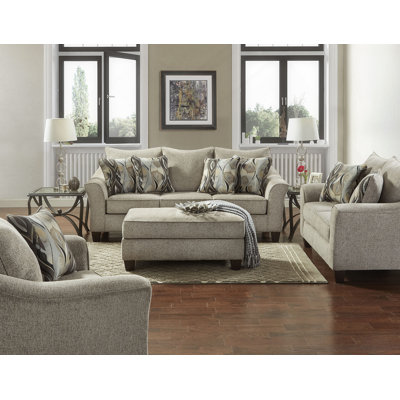 Camero Fabric 4-Piece Neutral Textured Living Room Sofa Set