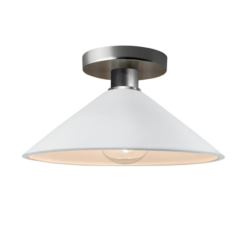 Ceramic Semi Flush Mount, Gloss White, Brushed Nickel, LED (Integrated)