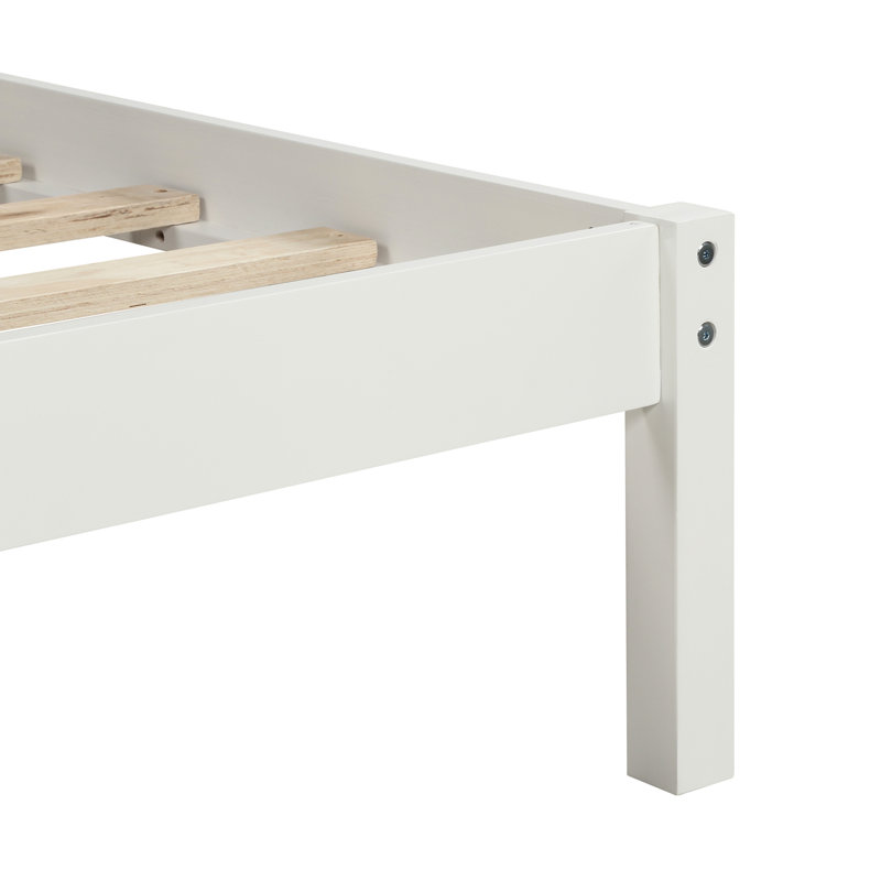 Lit simple blanc avec tête de lit, support à lattes de bois, pas besoin de sommier à lattes fiables, sommier, ton, Blanc
