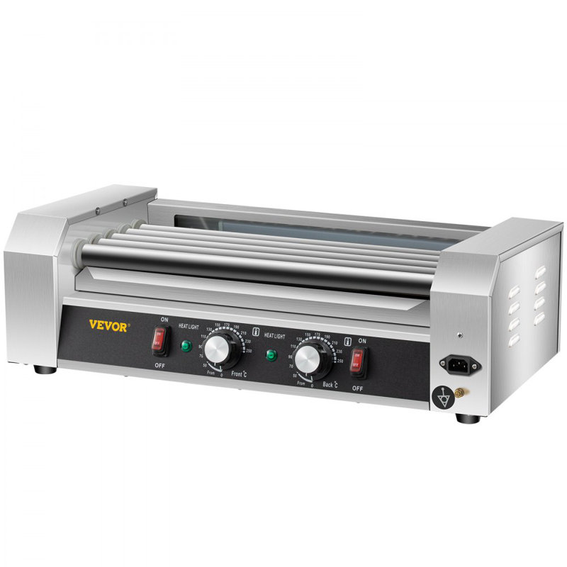 Rouleau de hot-dog, capacité de 12 hot-dogs 5 rouleaux, réchaud de 750 W en acier inoxydable