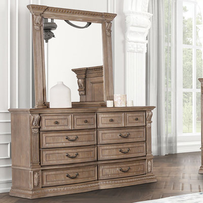 Indery 10-Drawer Dresser With Mirror
