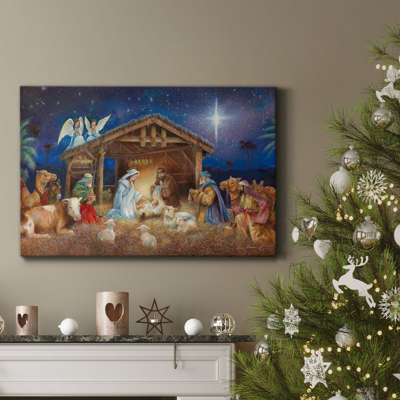 Ted Silent Night, Holy Night - reproduction d'art sur toile tendue, H 12 po x l 18 po x P 1 po