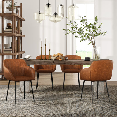 Modern Faux Leather Upholstered Dining Chairs with Metal Legs