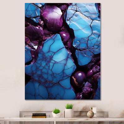 Bleu et mauve sans soudure Marble River I - Art mural abstrait