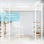 Twin White Iron Bed, Railing, Stairs On Both Sides, Functional, Bedroom, Table, Long Service Life White Iron Frame Bed With Built - In Table And Stable Safe For Double Supported Legs, Space Saving