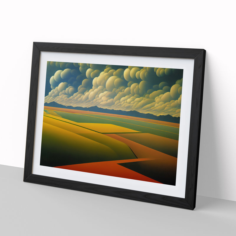 Inspirational Spring Meadow Landscape - Single Picture Frame Print, Black Framed, 46cm H x 64cm W x 2cm D