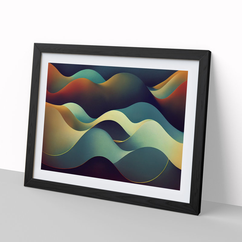 XH1022-6445X Ocean Surrealism Abstract - Single Picture Frame Print, Black, 46cm H x 64cm W