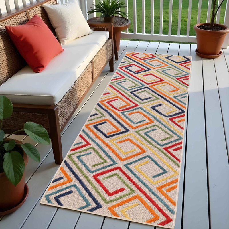 Vertex 100% Polypropylene High-Low Diamond Runner Rug, Runner 2' x 12'